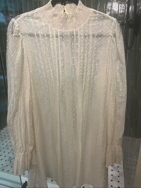 English Factory Ivory Swiss Dot Lace and Sheer Dress